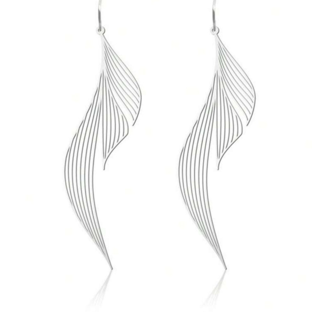 NOGU Ripple Dangle Earrings Silver NIB